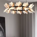 Серия кольцевых люстр с плафонами в виде прозрачных листьев с LED подсветкой AUBREY RING D60+100 от ImperiumLoft