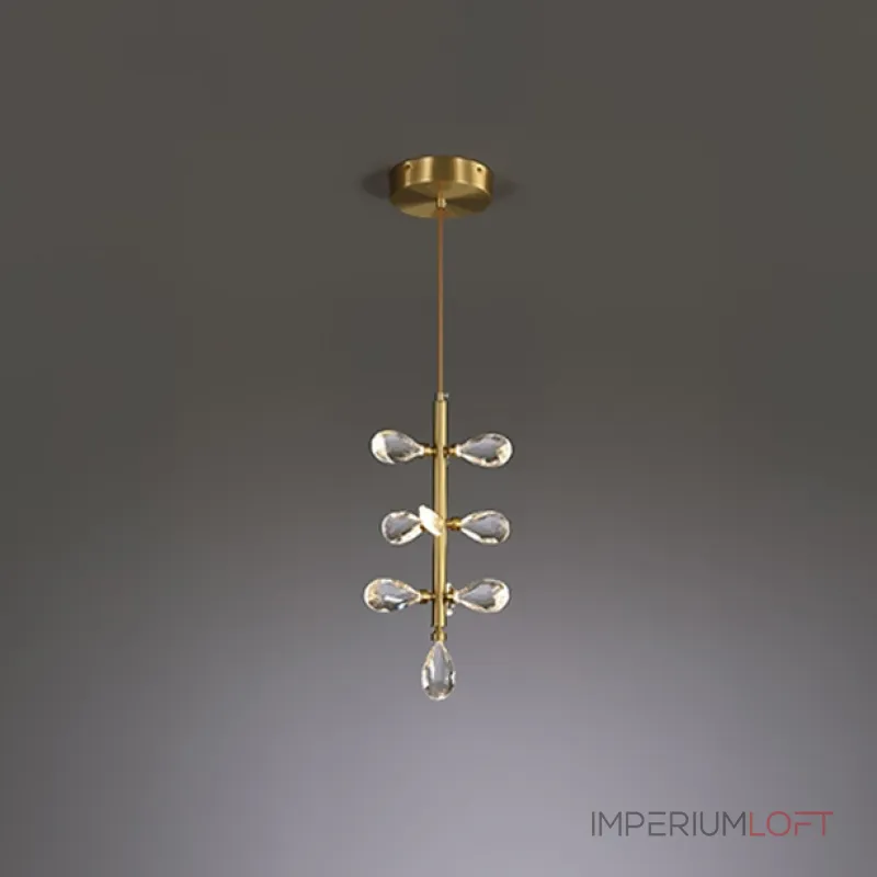 Серия подвесных светильников с кристаллами из улучшенного хрусталя К9 на общей вертикальной стойке GLORIOLE ONE A L10 от ImperiumLoft