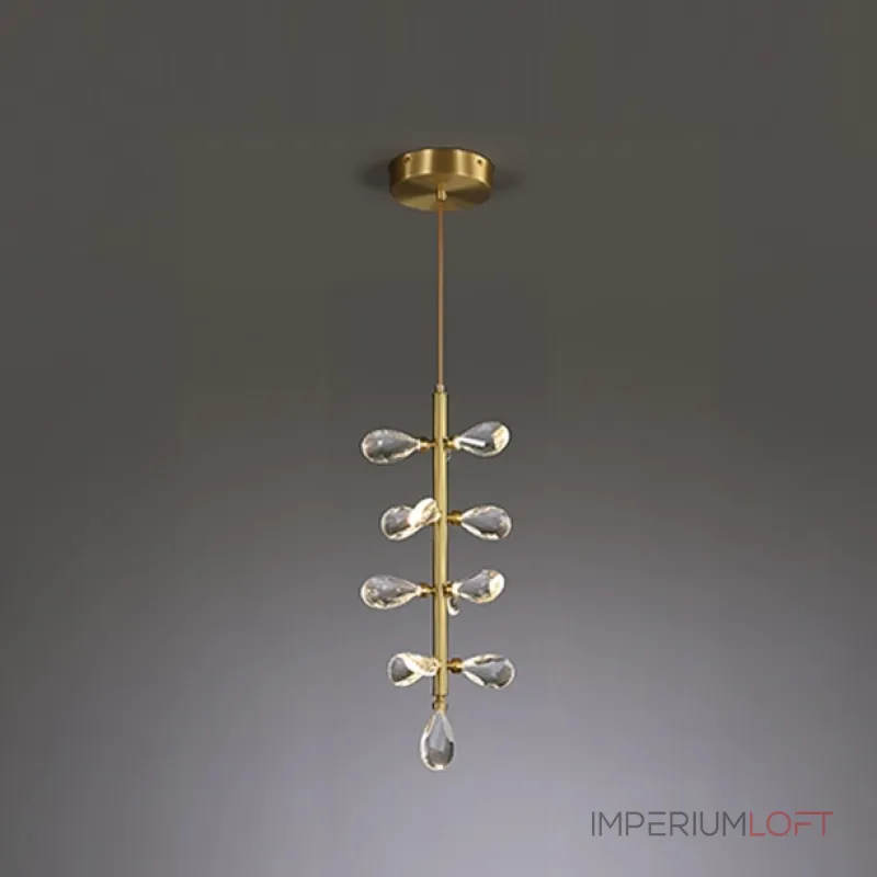 Серия подвесных светильников с кристаллами из улучшенного хрусталя К9 на общей вертикальной стойке GLORIOLE ONE A L13 от ImperiumLoft