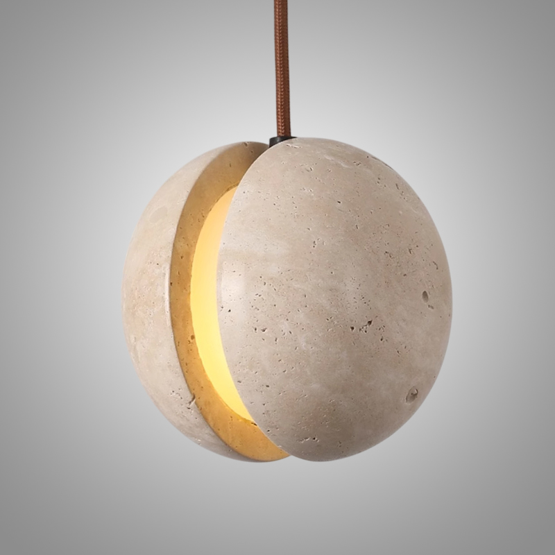 Подвесной светильник с составным плафоном из двух травертиновых полусфер POVL SPLIT от ImperiumLoft Подвесной светильник с составным плафоном из двух травертиновых полусфер POVL SPLIT от ImperiumLoft