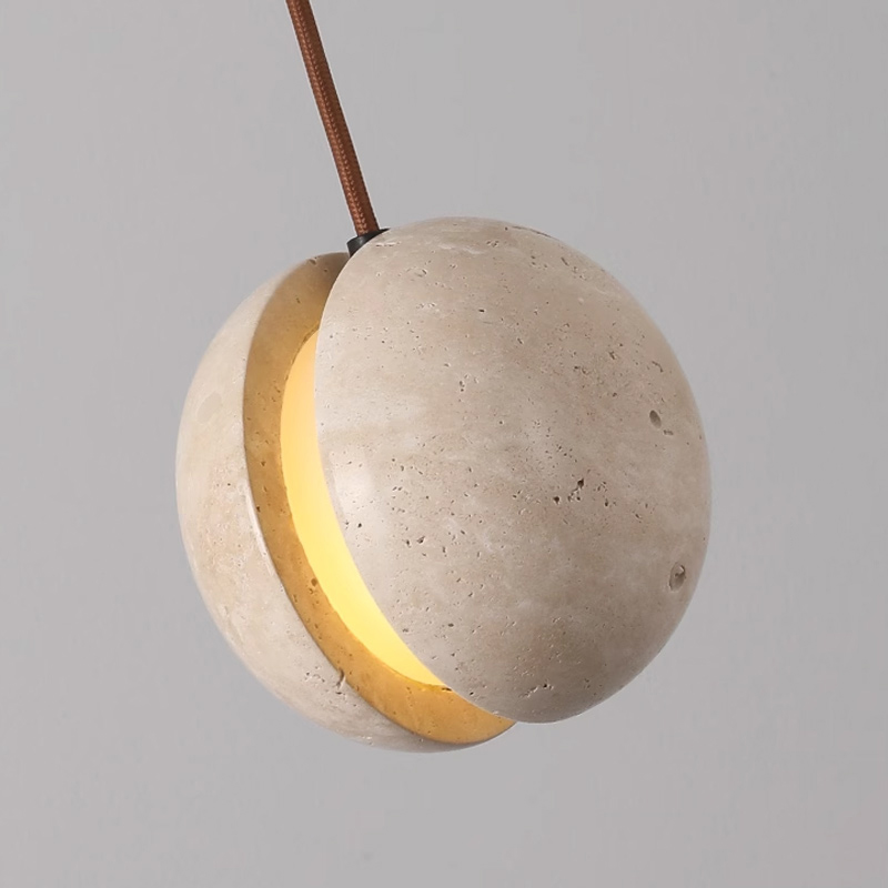 Подвесной светильник с составным плафоном из двух травертиновых полусфер POVL SPLIT от ImperiumLoft Подвесной светильник с составным плафоном из двух травертиновых полусфер POVL SPLIT от ImperiumLoft