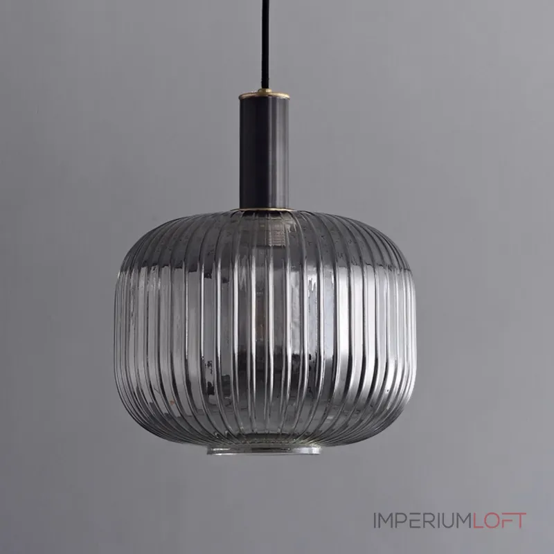 Серия подвесных светильников с рельефными плафонами из дымчатого стекла IRIS BLACK D15