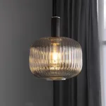 Серия подвесных светильников с рельефными плафонами из дымчатого стекла IRIS BLACK D25 от ImperiumLoft