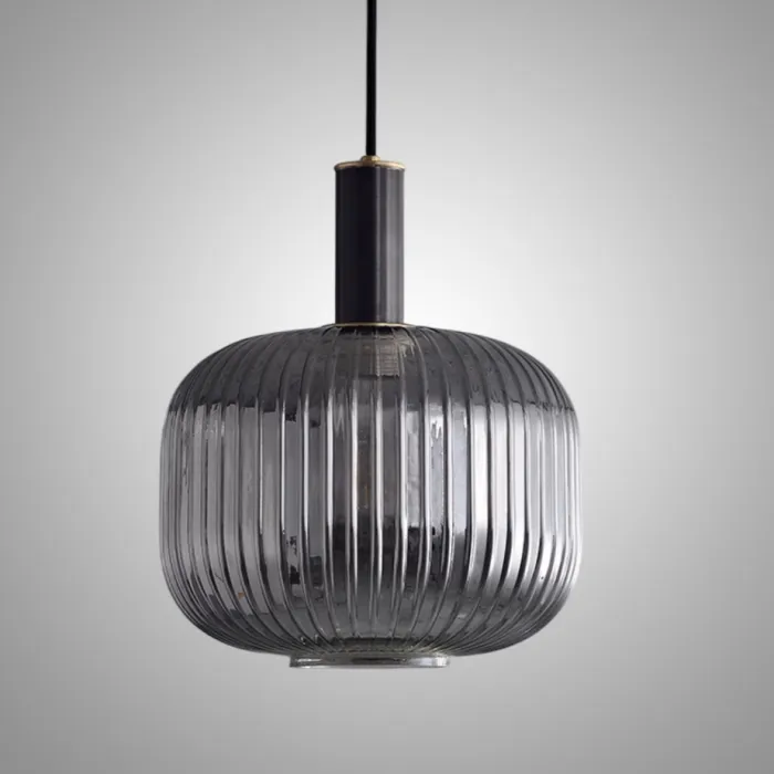 Серия подвесных светильников с рельефными плафонами из дымчатого стекла IRIS BLACK D25 от ImperiumLoft