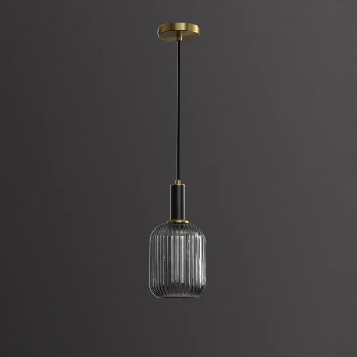 Серия подвесных светильников с рельефными плафонами из дымчатого стекла IRIS BLACK D25 от ImperiumLoft