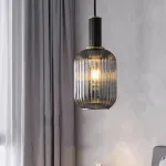 Серия подвесных светильников с рельефными плафонами из дымчатого стекла IRIS BLACK D25 от ImperiumLoft