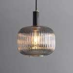 Серия подвесных светильников с рельефными плафонами из дымчатого стекла IRIS BLACK D25 от ImperiumLoft