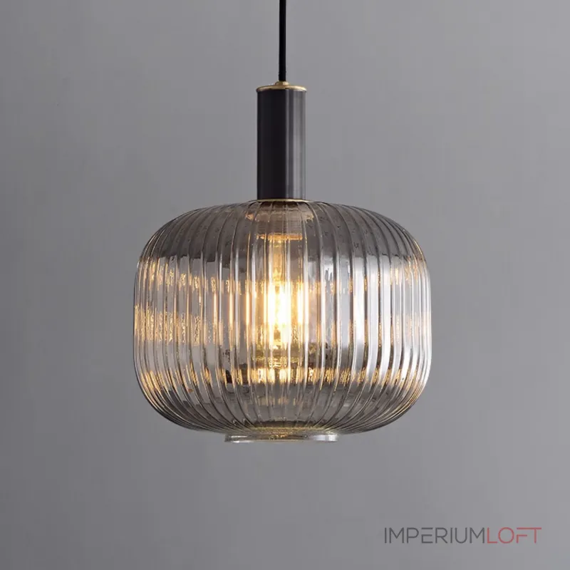 Серия подвесных светильников с рельефными плафонами из дымчатого стекла IRIS BLACK D15