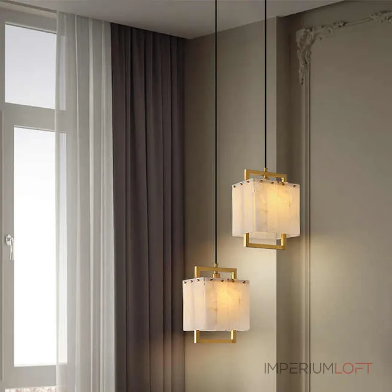 Подвесной светильник с плафоном из мраморных пластин прямоугольной формы на латунном каркасе ADINA MARBLE от ImperiumLoft Подвесной светильник с плафоном из мраморных пластин прямоугольной формы на латунном каркасе ADINA MARBLE от ImperiumLoft