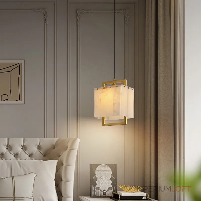 Подвесной светильник с плафоном из мраморных пластин прямоугольной формы на латунном каркасе ADINA MARBLE от ImperiumLoft Подвесной светильник с плафоном из мраморных пластин прямоугольной формы на латунном каркасе ADINA MARBLE от ImperiumLoft