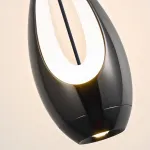 Серия подвесных светильников оригинальной формы с LED-подсветкой по внутреннему контуру и направленным вниз линзированным источников света CAJUS Black