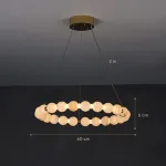 Серия элитных кольцевых люстр с ожерельем из шаров испанского алебастра на струнном подвесе BJORN D60