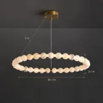 Серия элитных кольцевых люстр с ожерельем из шаров испанского алебастра на струнном подвесе BJORN D80