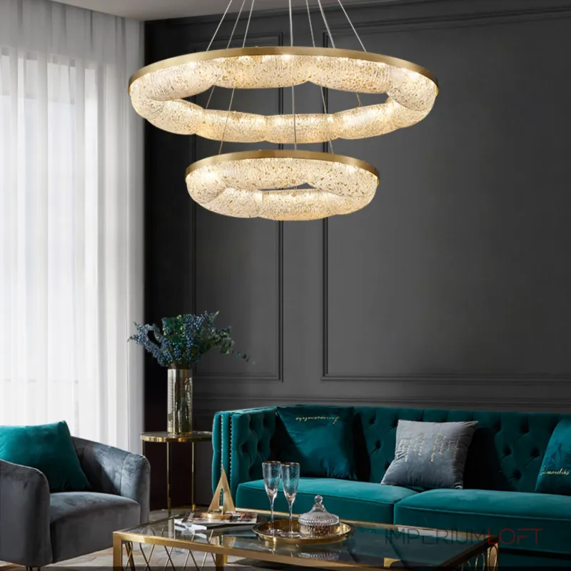 Серия светодиодных кольцевых люстр с волнистым полупрозрачным корпусом с эффектом льда NELIUS WAVY A D50 Серия светодиодных кольцевых люстр с волнистым полупрозрачным корпусом с эффектом льда NELIUS WAVY A D50