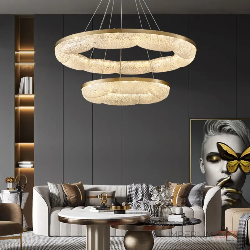 Серия светодиодных кольцевых люстр с волнистым полупрозрачным корпусом с эффектом льда NELIUS WAVY A D50 Серия светодиодных кольцевых люстр с волнистым полупрозрачным корпусом с эффектом льда NELIUS WAVY A D50