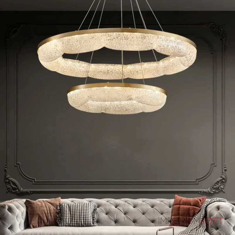 Серия светодиодных кольцевых люстр с волнистым полупрозрачным корпусом с эффектом льда NELIUS WAVY A D50 Серия светодиодных кольцевых люстр с волнистым полупрозрачным корпусом с эффектом льда NELIUS WAVY A D50