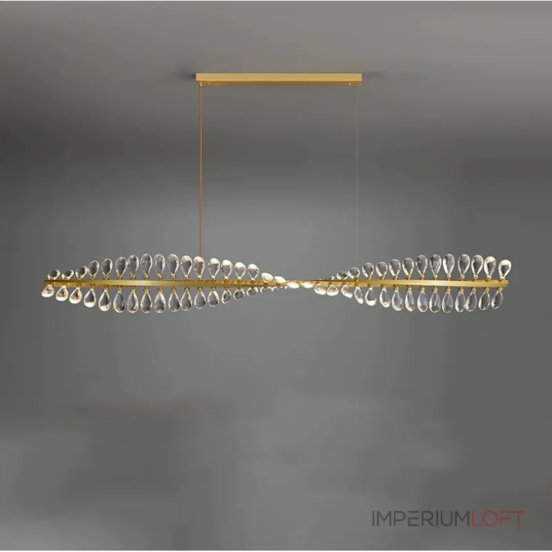 Серия люстр с линейным корпусом и спиральным расположением светодиодных источников света в виде хрустальных кристаллов GLORIOLE TWIRL LINE L150 от ImperiumLoft