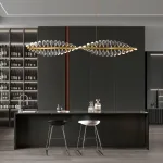 Серия люстр с линейным корпусом и спиральным расположением светодиодных источников света в виде хрустальных кристаллов GLORIOLE TWIRL LINE L120 от ImperiumLoft