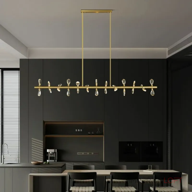 Серия светодиодных люстр с рядным расположением источников света в виде хрустальных кристаллов GLORIOLE SPIN LINE A L180 от ImperiumLoft