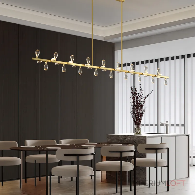 Серия светодиодных люстр с рядным расположением источников света в виде хрустальных кристаллов GLORIOLE SPIN LINE A L180 от ImperiumLoft