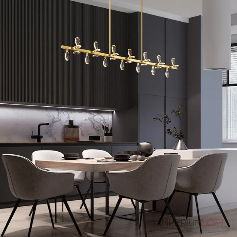 Серия светодиодных люстр с рядным расположением источников света в виде хрустальных кристаллов GLORIOLE SPIN LINE A L180 от ImperiumLoft