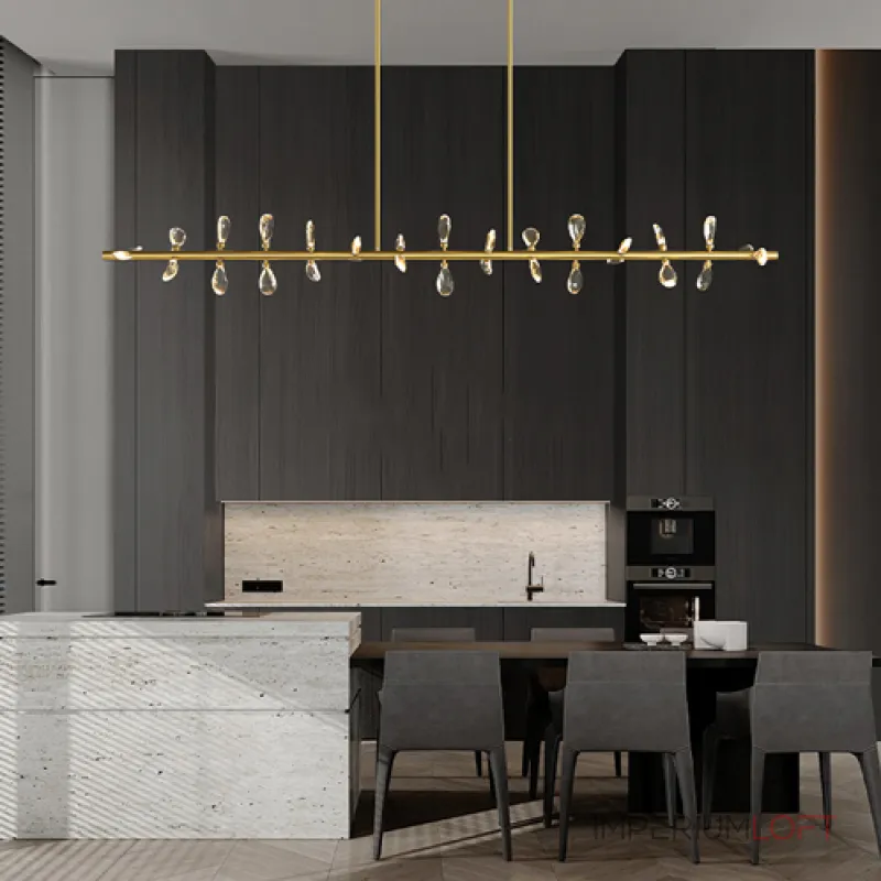 Серия светодиодных люстр с рядным расположением источников света в виде хрустальных кристаллов GLORIOLE SPIN LINE A L180 от ImperiumLoft