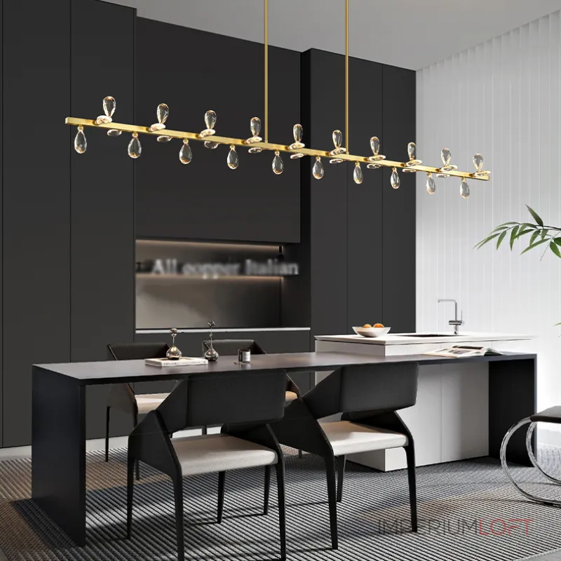 Серия светодиодных люстр с рядным расположением источников света в виде хрустальных кристаллов GLORIOLE SPIN LINE A L180 от ImperiumLoft