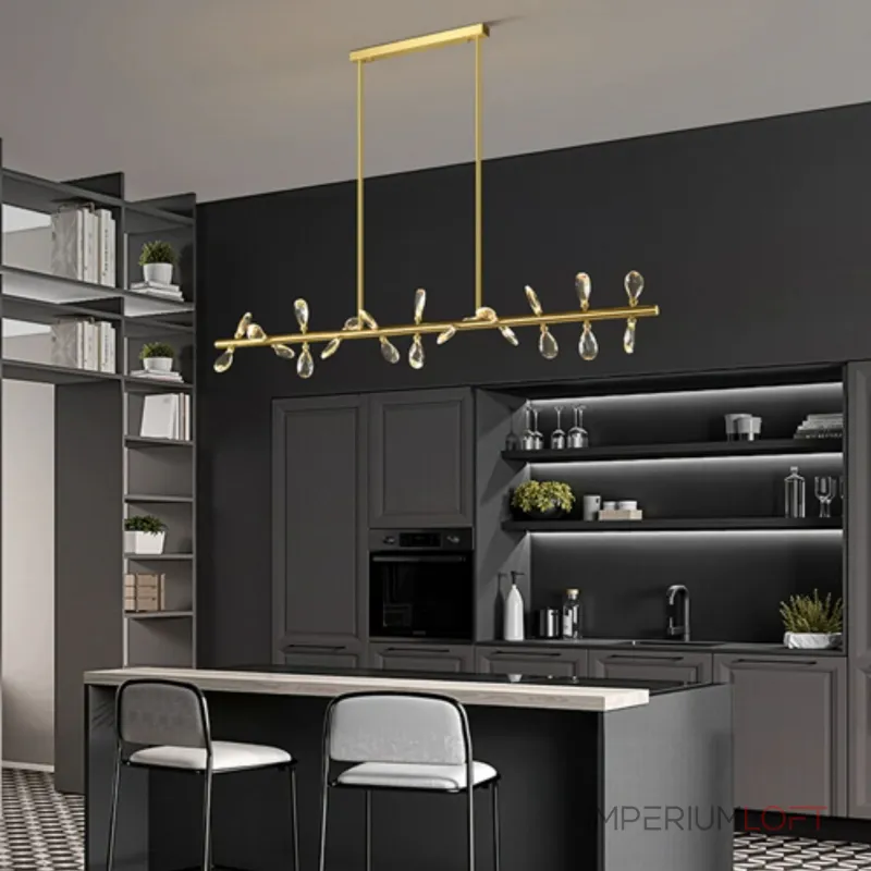 Серия светодиодных люстр с рядным расположением источников света в виде хрустальных кристаллов GLORIOLE SPIN LINE A L180 от ImperiumLoft