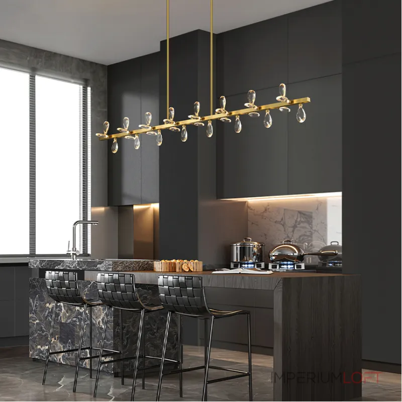 Серия светодиодных люстр с рядным расположением источников света в виде хрустальных кристаллов GLORIOLE SPIN LINE A L180 от ImperiumLoft