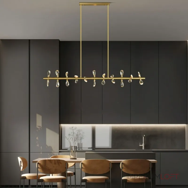 Серия светодиодных люстр с рядным расположением источников света в виде хрустальных кристаллов GLORIOLE SPIN LINE A L180 от ImperiumLoft