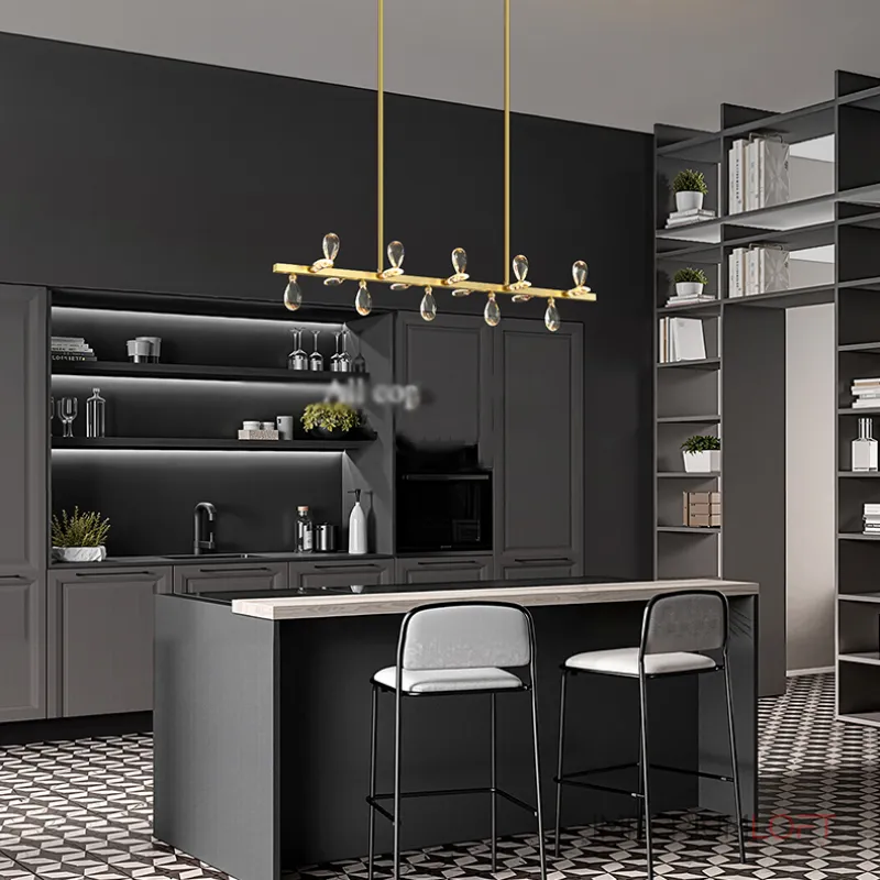 Серия светодиодных люстр с рядным расположением источников света в виде хрустальных кристаллов GLORIOLE SPIN LINE A L180 от ImperiumLoft