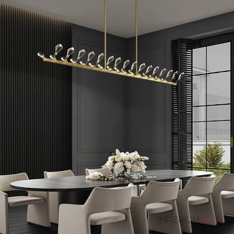 Серия светодиодных люстр с рядным расположением источников света в виде хрустальных кристаллов GLORIOLE UP DOWN LINE  A L100 от ImperiumLoft