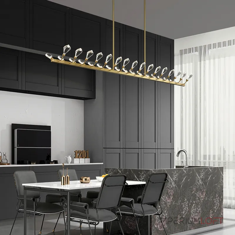 Серия светодиодных люстр с рядным расположением источников света в виде хрустальных кристаллов GLORIOLE UP DOWN LINE  A L100 от ImperiumLoft