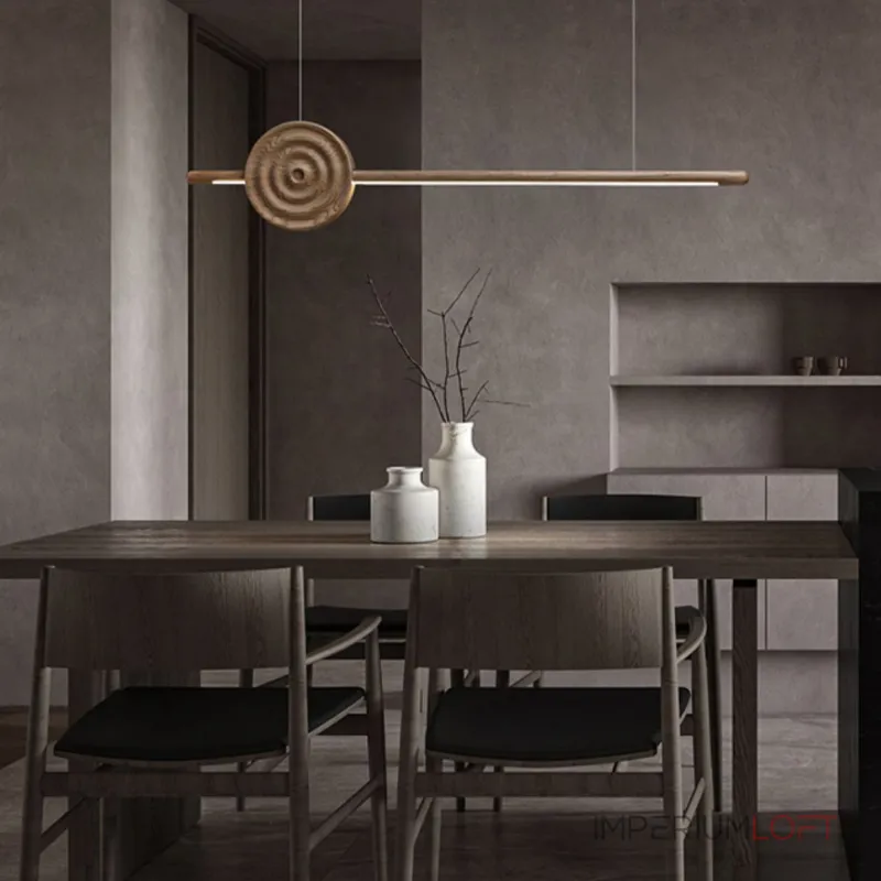 Серия светодиодных реечных светильников из высококачественной древесины с декоративным диском с концентрическим рельефом ZVI WOOD  L127 Dark Brown от ImperiumLoft Серия светодиодных реечных светильников из высококачественной древесины с декоративным диском с концентрическим рельефом ZVI WOOD  L127 Dark Brown от ImperiumLoft