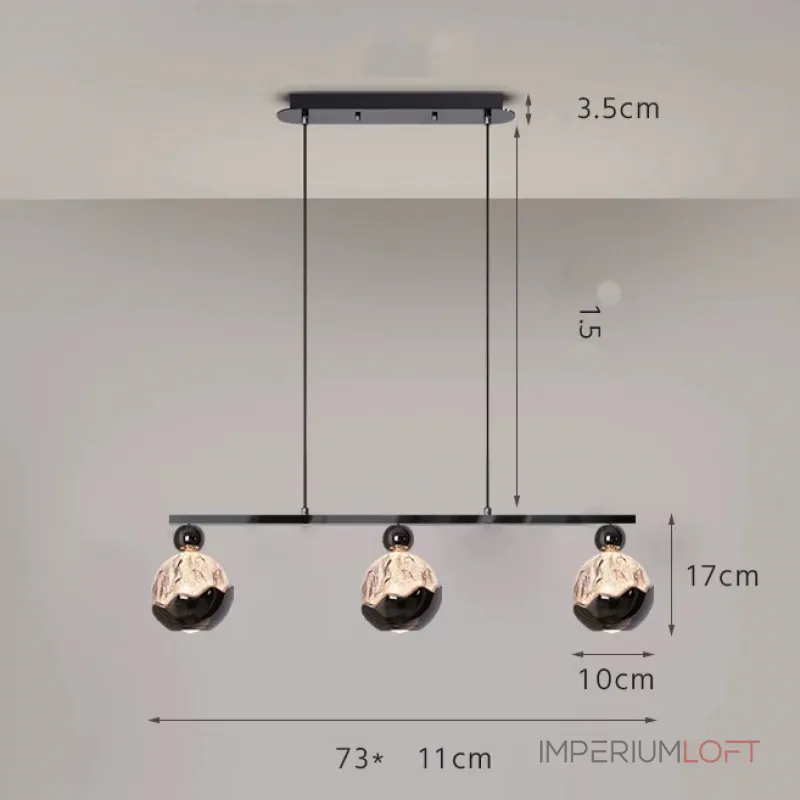 Серия светодиодных реечных светильников с шарообразными плафонами с рельефным изображением гор ECLA LONG L3 от ImperiumLoft Серия светодиодных реечных светильников с шарообразными плафонами с рельефным изображением гор ECLA LONG L3 от ImperiumLoft