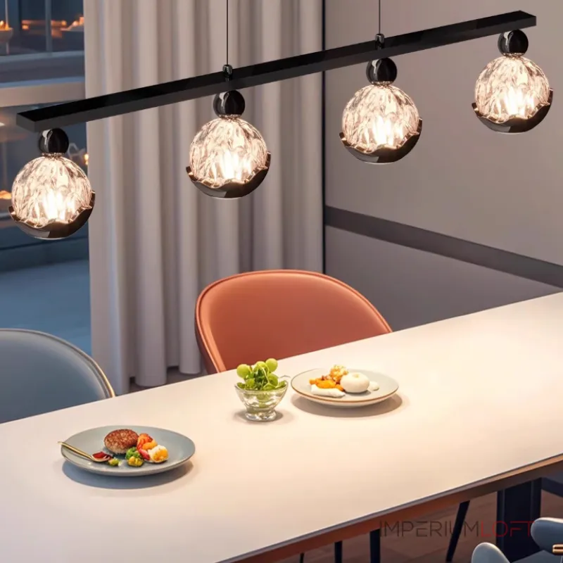 Серия светодиодных реечных светильников с шарообразными плафонами с рельефным изображением гор ECLA LONG L4 от ImperiumLoft Серия светодиодных реечных светильников с шарообразными плафонами с рельефным изображением гор ECLA LONG L4 от ImperiumLoft