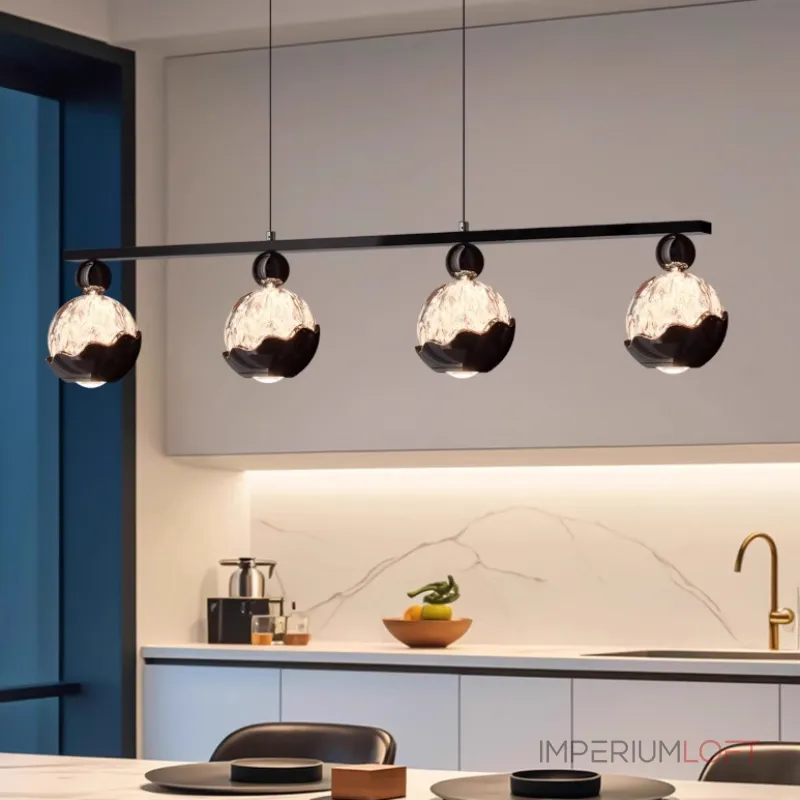 Серия светодиодных реечных светильников с шарообразными плафонами с рельефным изображением гор ECLA LONG L4 от ImperiumLoft Серия светодиодных реечных светильников с шарообразными плафонами с рельефным изображением гор ECLA LONG L4 от ImperiumLoft