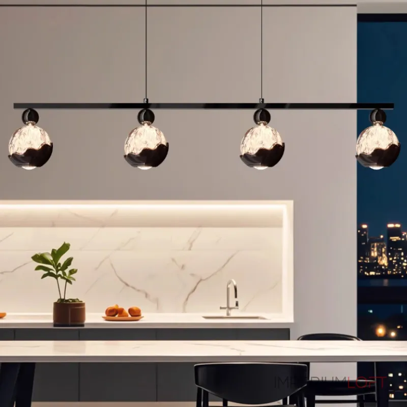 Серия светодиодных реечных светильников с шарообразными плафонами с рельефным изображением гор ECLA LONG L4 от ImperiumLoft Серия светодиодных реечных светильников с шарообразными плафонами с рельефным изображением гор ECLA LONG L4 от ImperiumLoft