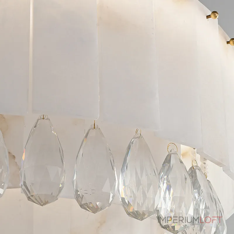 Светодиодный реечный светильник из мраморных пластин с декоративными хрустальными подвесками на удлиненном кольцевом каркасе LIDVALD LONG от ImperiumLoft Светодиодный реечный светильник из мраморных пластин с декоративными хрустальными подвесками на удлиненном кольцевом каркасе LIDVALD LONG от ImperiumLoft