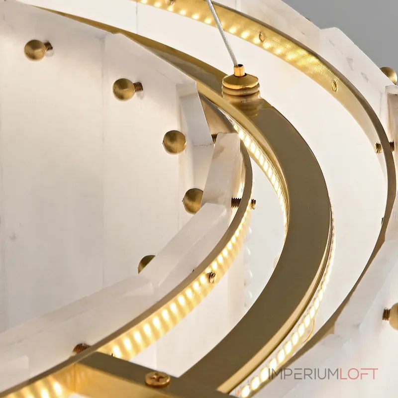 Светодиодный реечный светильник из мраморных пластин с декоративными хрустальными подвесками на удлиненном кольцевом каркасе LIDVALD LONG от ImperiumLoft Светодиодный реечный светильник из мраморных пластин с декоративными хрустальными подвесками на удлиненном кольцевом каркасе LIDVALD LONG от ImperiumLoft