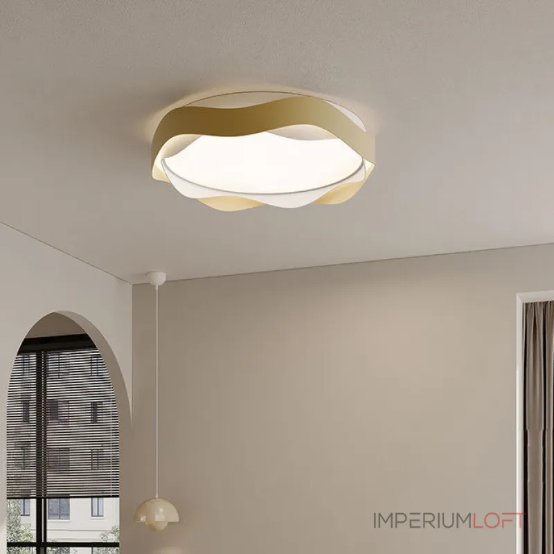 Серия потолочных светильников с корпусом из двух колец волнообразной формы со светодиодной подсветкой FINIAN C Yellow от ImperiumLoft Серия потолочных светильников с корпусом из двух колец волнообразной формы со светодиодной подсветкой FINIAN C Yellow от ImperiumLoft