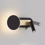 Серия настенных светильников в виде комбинации диска с LED подсветкой и поворотного спота на общем удлиненном креплении MAC Black от ImperiumLoft