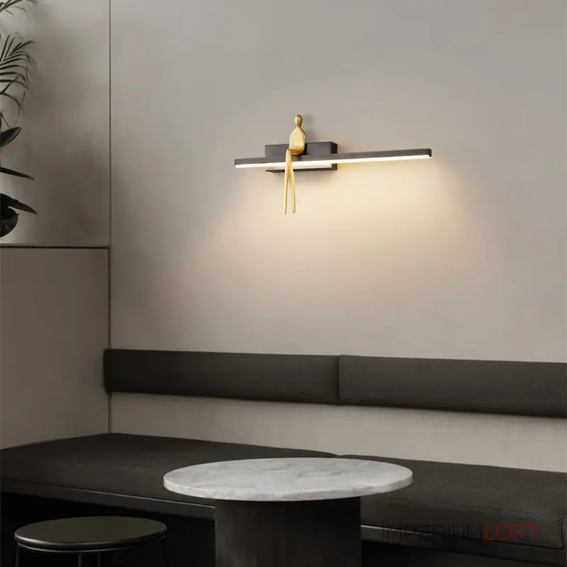 Серия настенных светильников с человеческой фигуркой на полочке с LED подсветкой REMUS BENCH Black от ImperiumLoft Серия настенных светильников с человеческой фигуркой на полочке с LED подсветкой REMUS BENCH Black от ImperiumLoft
