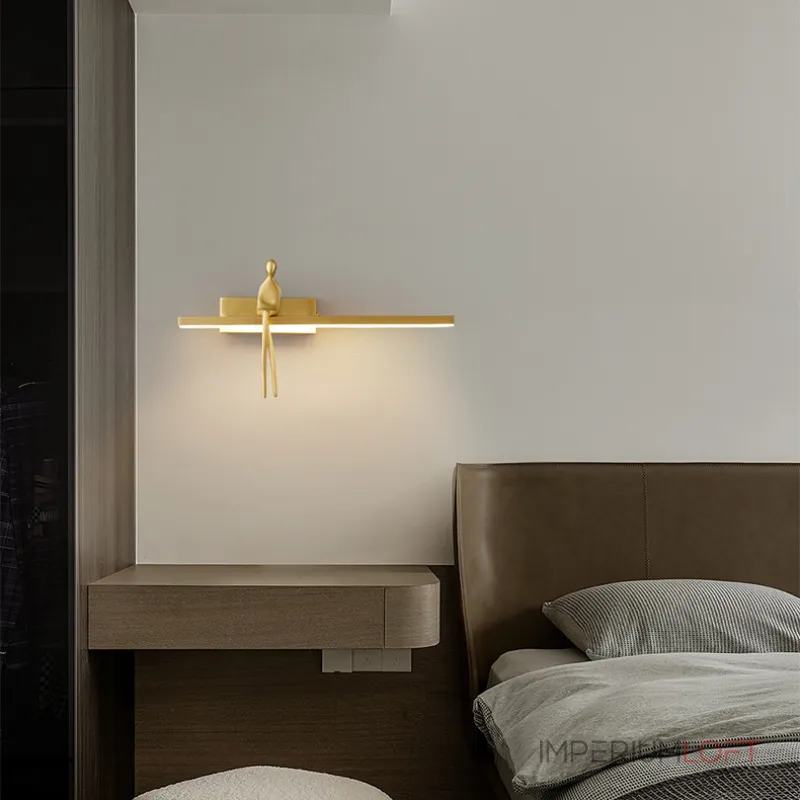 Серия настенных светильников с человеческой фигуркой на полочке с LED подсветкой REMUS BENCH Black от ImperiumLoft Серия настенных светильников с человеческой фигуркой на полочке с LED подсветкой REMUS BENCH Black от ImperiumLoft