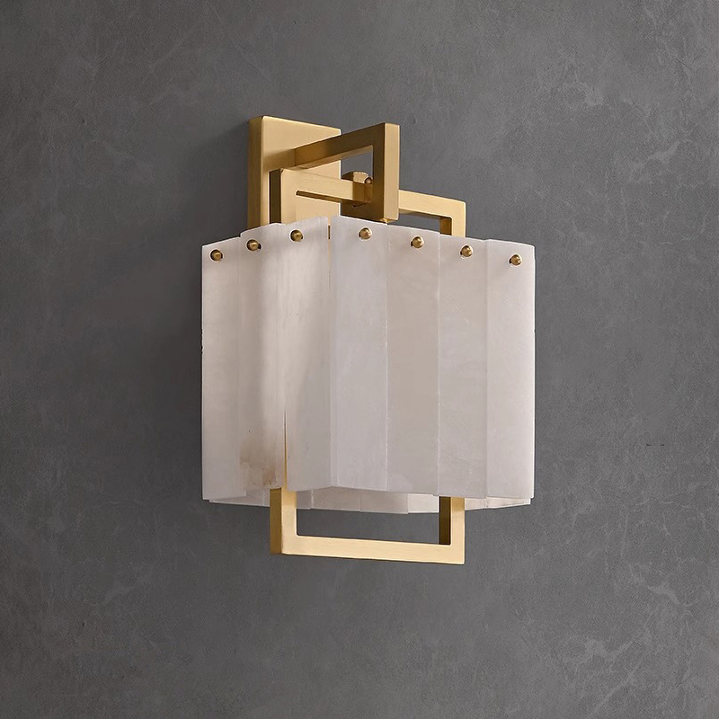 Бра с прямоугольным плафоном из мраморных пластин на кронштейне из латунных рамок ADINA MARBLE WALL от ImperiumLoft Бра с прямоугольным плафоном из мраморных пластин на кронштейне из латунных рамок ADINA MARBLE WALL от ImperiumLoft