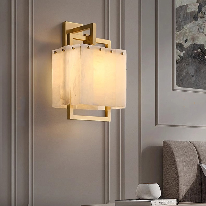 Бра с прямоугольным плафоном из мраморных пластин на кронштейне из латунных рамок ADINA MARBLE WALL от ImperiumLoft Бра с прямоугольным плафоном из мраморных пластин на кронштейне из латунных рамок ADINA MARBLE WALL от ImperiumLoft