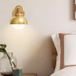 Серия золотых настенных светильников с деревянным элементом ALISON GOLD WALL Dark Brown