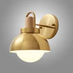 Серия золотых настенных светильников с деревянным элементом ALISON GOLD WALL Light Brown