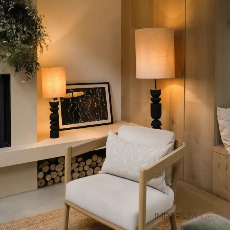 Торшер с фигурной стойкой из высококачественной древесины и цилиндрическим текстильным плафоном WILHARD от ImperiumLoft Торшер с фигурной стойкой из высококачественной древесины и цилиндрическим текстильным плафоном WILHARD от ImperiumLoft