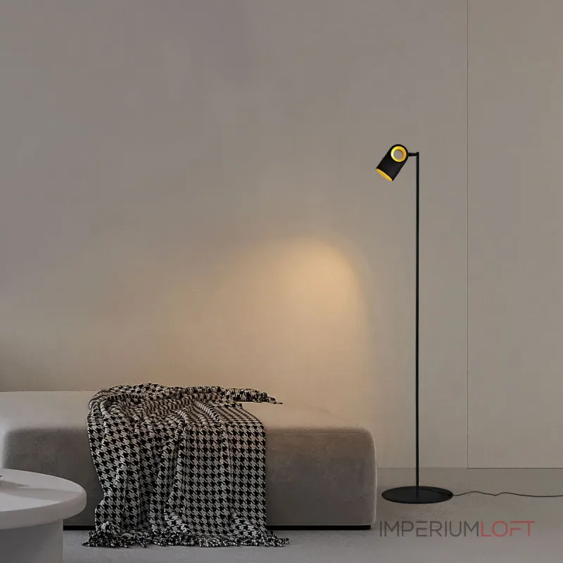 Дизайнерский светодиодный торшер с яркими вставками на поворотном плафоне с оптической линзой TOLLVER FL от ImperiumLoft